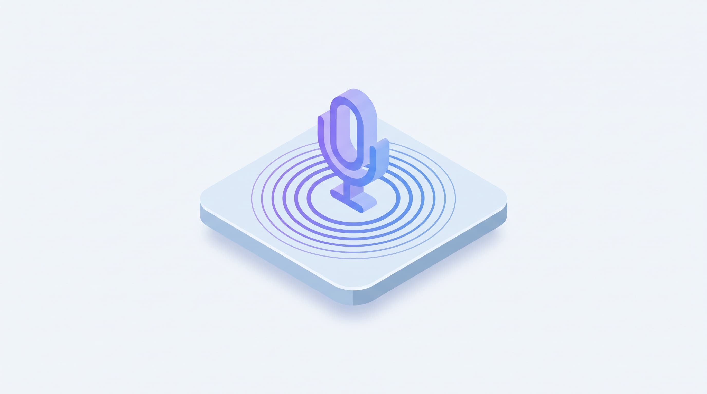 Abstract illustration of an AI voice agent: a microphone surrounded by soundwaves connecting to a business dashboard