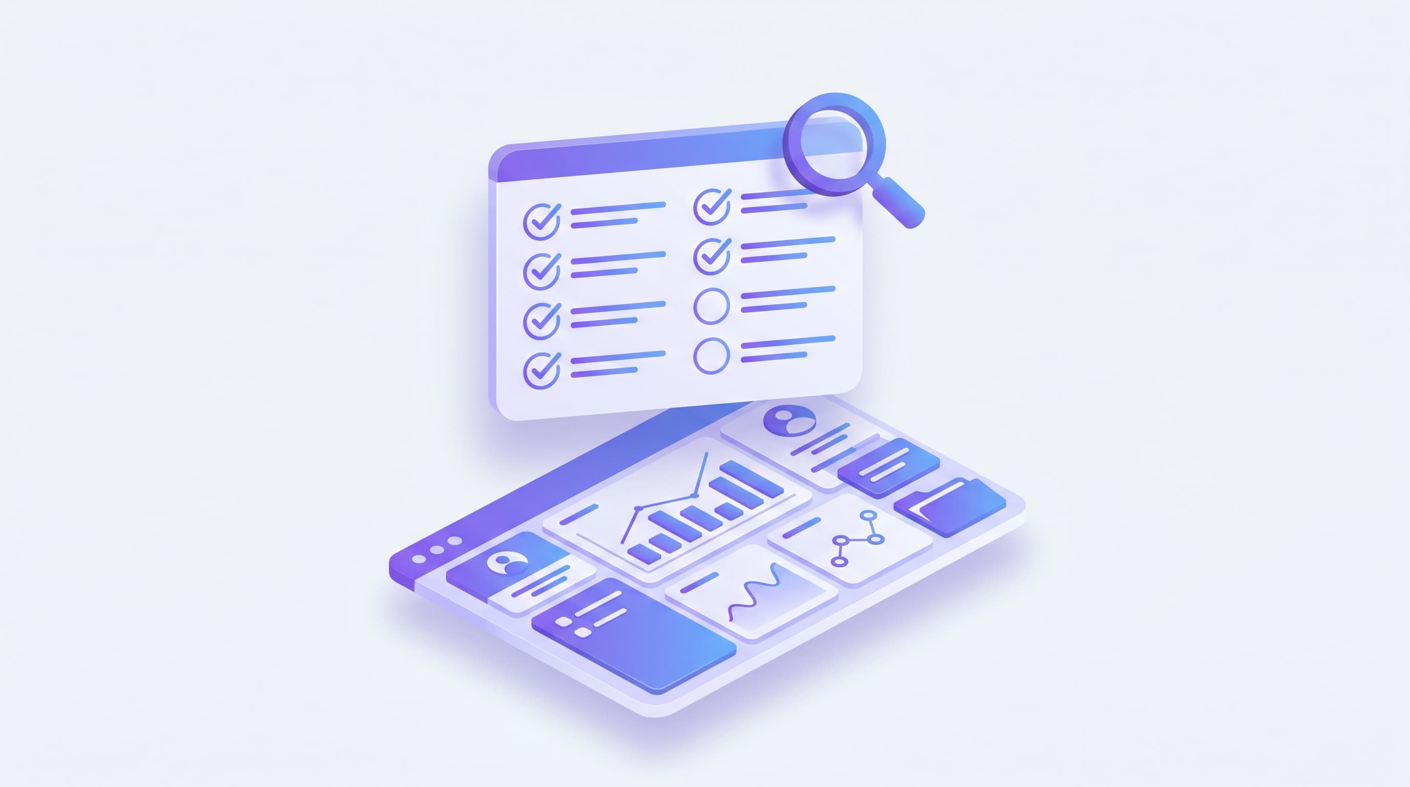 Checklist illustration with 12 items, checkmarks filling in sequentially