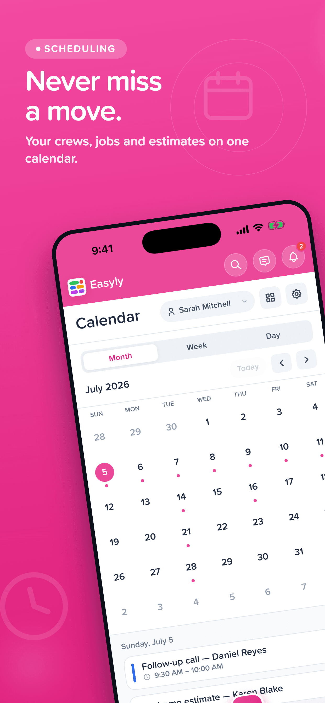 Easyly Workspace scheduling calendar on iPhone