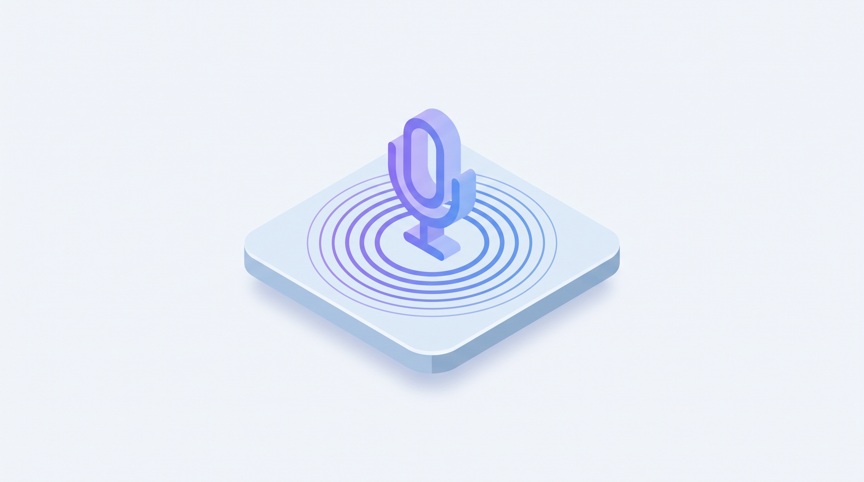 Abstract illustration of an AI voice agent: a microphone surrounded by soundwaves connecting to a business dashboard